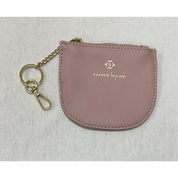 Nanette Lepore Card Case Holder Wristlet Wallet Pink Pebbled Leather - Picture 1 of 5